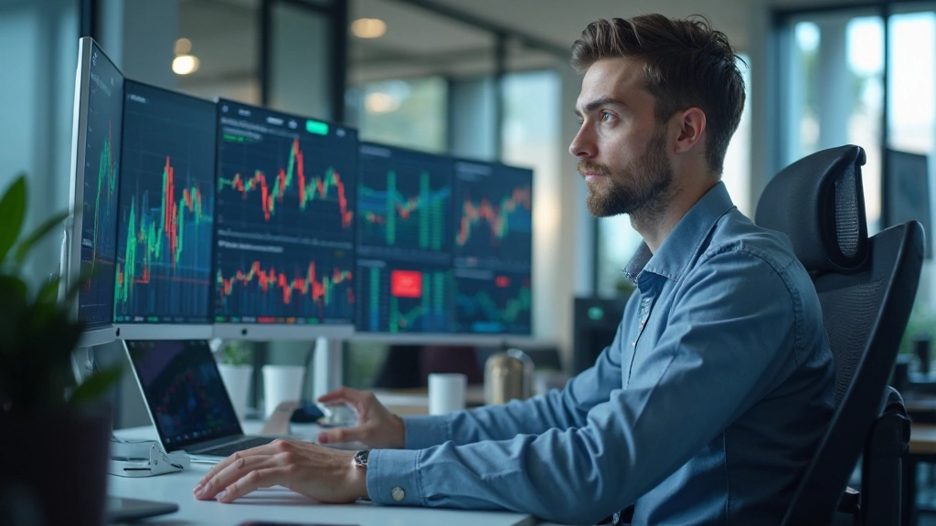 Computerbildschirm zeigt Echtzeit-Portfolio-Dashboard mit Vermögensallokation, Diagrammen und Leistungskennzahlen