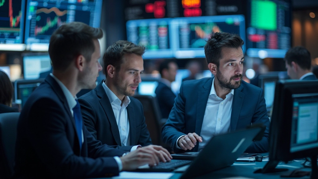 Börsenfloor mit Händlern und Live-Handelsaktivitäten
