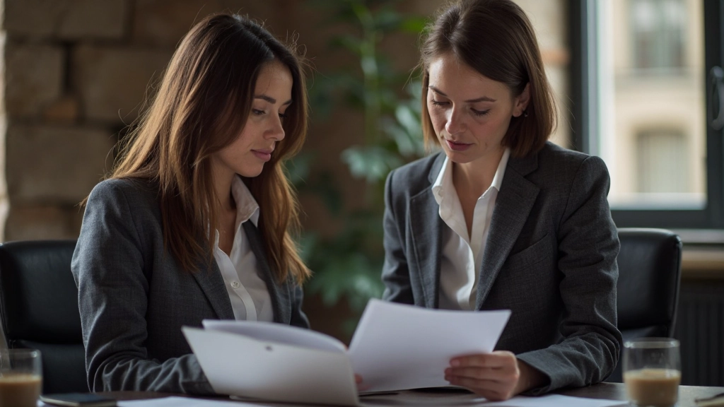 Trading mentor reviewing trade journal and performance metrics with developing trader