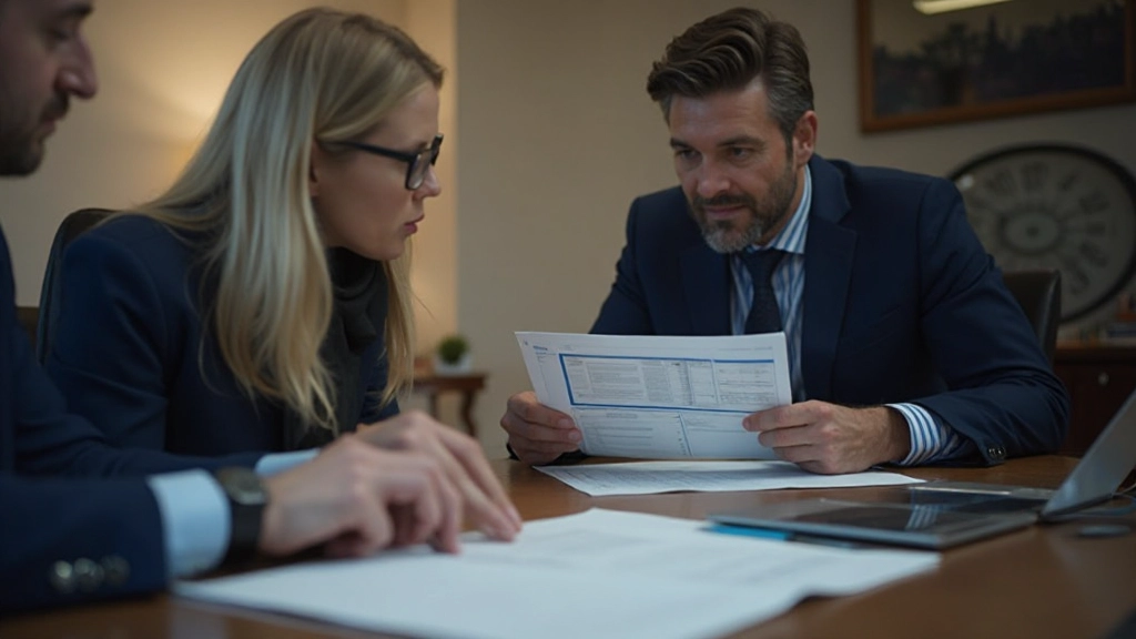 Finanzberater bespricht Anleiheportfolio mit Klient im Büro