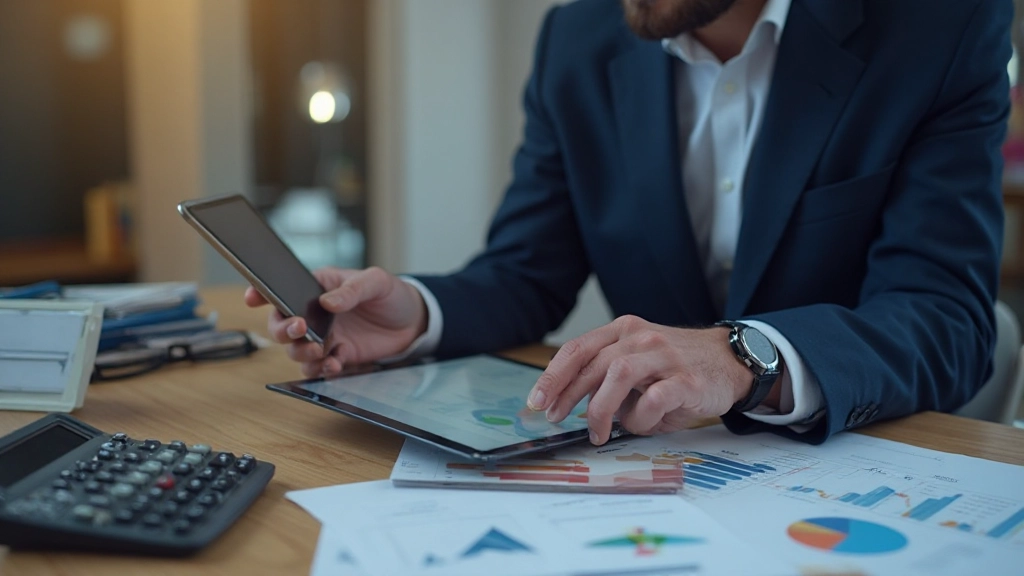 Professioneller Investor arbeitet mit diversifiziertem Portfolio auf Tablet