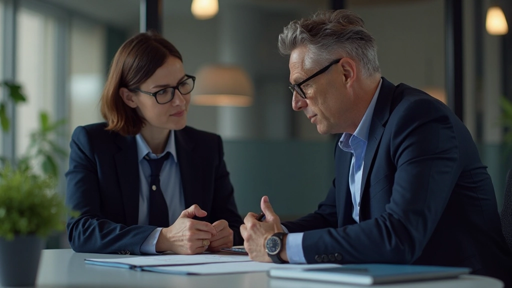 Finanzberater bei der Besprechung von Anleiheportfolios mit Kunden