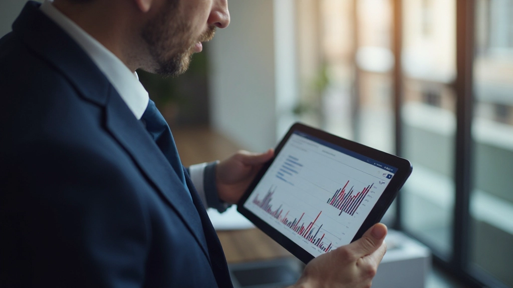 Finanzberater analysiert Anleihenportfolio und Zinsraten auf Tablet mit Finanzdiagrammen