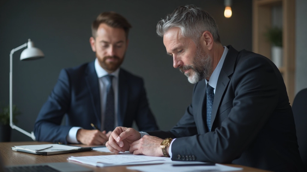 Finanzberater erläutert Anleihenportfolio-Strategie an einem Schreibtisch