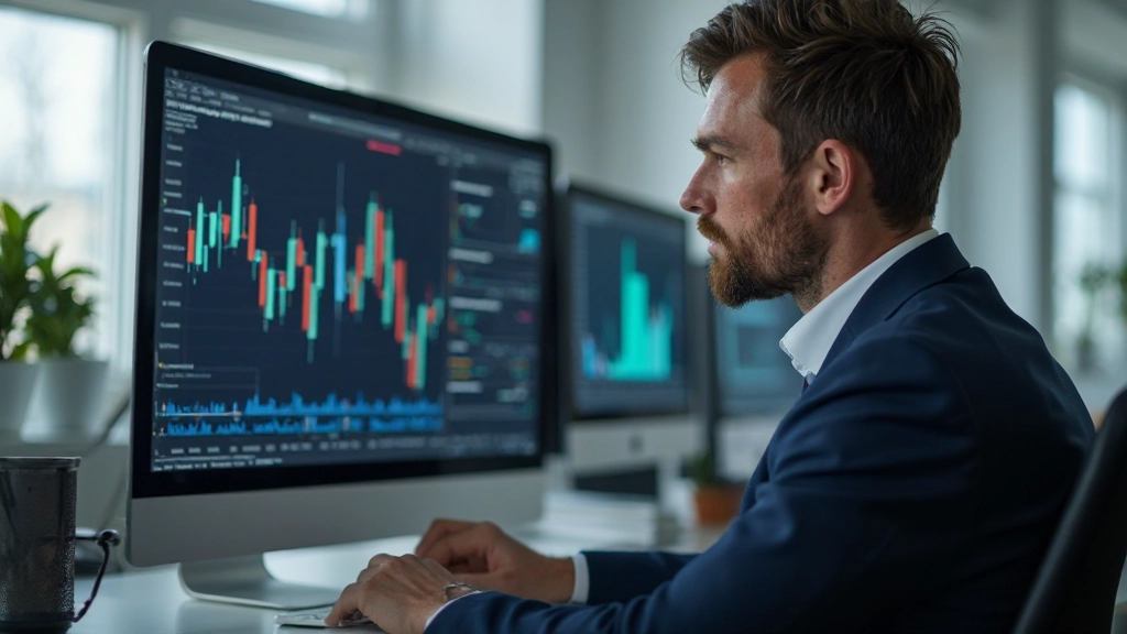 Aktienmarktdiagramme mit Finanzanalyse auf digitalen Bildschirmen
