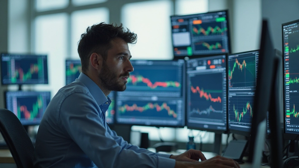 Aktienmarkt-Diagramm mit steigenden Linien und Analyse-Tools