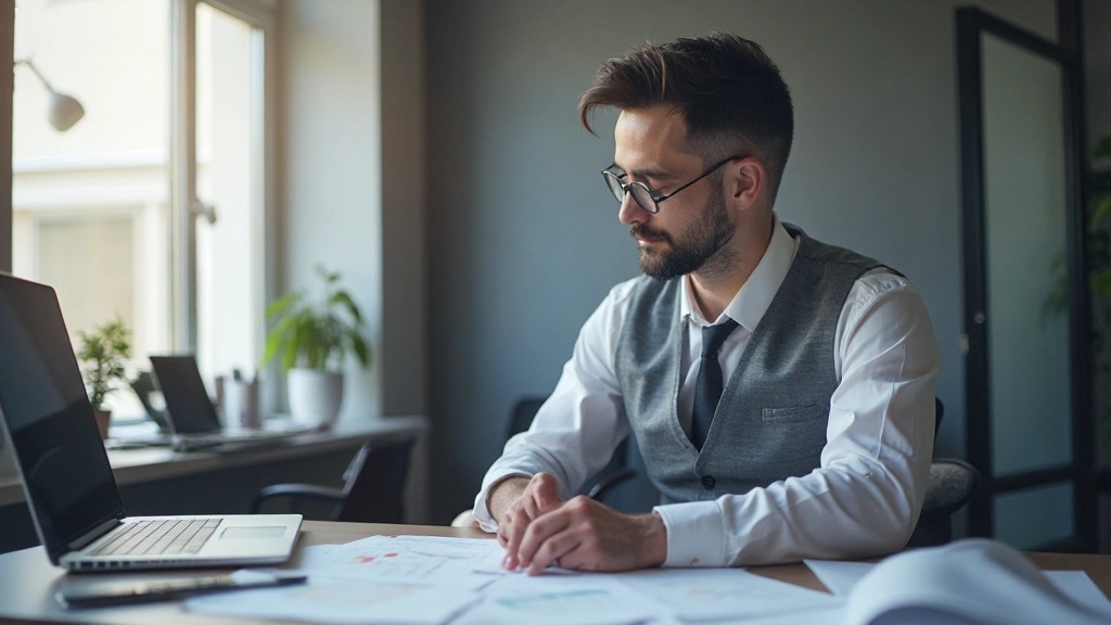 Finanzanalyst überprüft Portfolio-Allokationen und Anlagecharts auf mehreren Bildschirmen