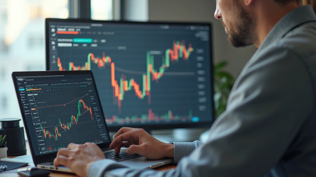 Investor studiert diversifiziertes Portfolio mit verschiedenen Anlageoptionen auf Computerbildschirm