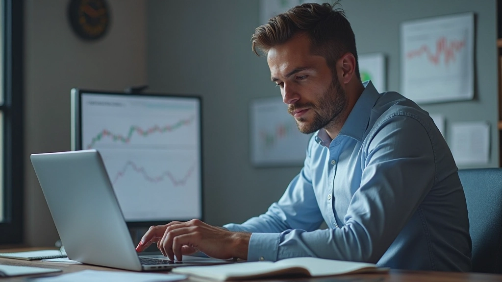 Professionelle Finanzanalyse mit Laptop und Finanzdiagrammen