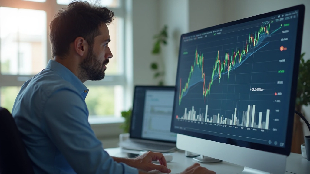 Professionelle Darstellung eines Finanzanalysten bei der Überprüfung von Dividendendaten auf dem Monitor