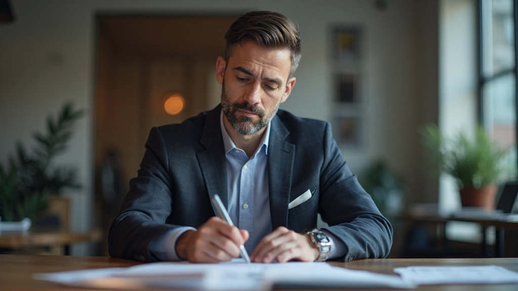 Real estate investor analyzing property market data and rental income projections