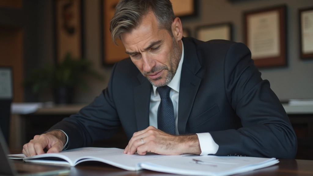 Regulatory compliance officer reviewing financial trading regulations and legal requirements