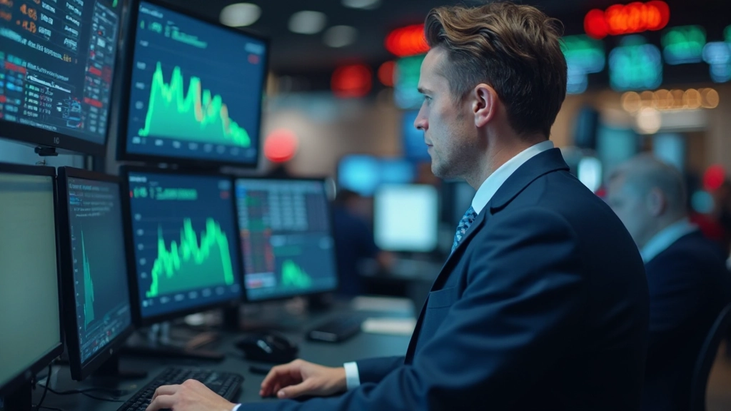 Börsenfloor mit Händlern und elektronischen Handelsterminals