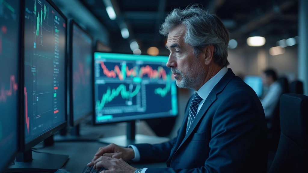 Börsenhandel-Schaltzentrale mit Echtzeit-Marktdaten und Handelsaktivitäten