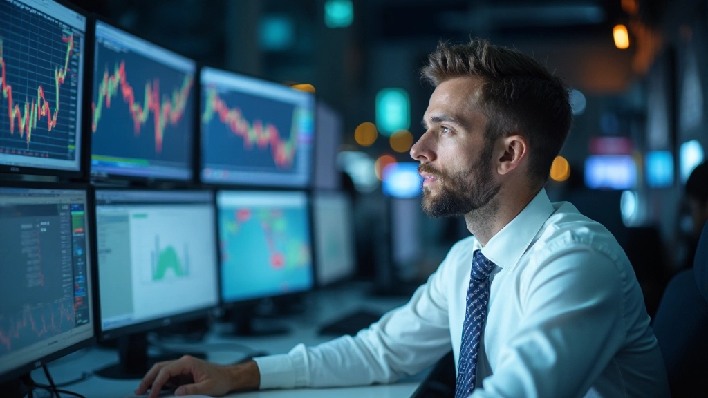 Börsenhandel: Trader beobachtet Echtzeit-Handelsaktivitäten