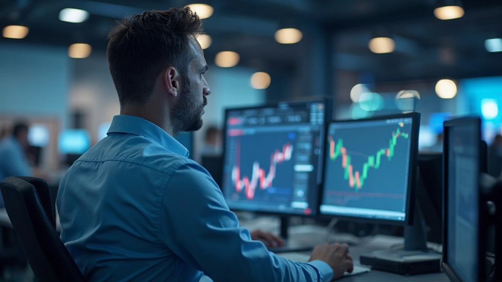 Handelsbildschirm mit Börsenindizes und Live-Kursdaten