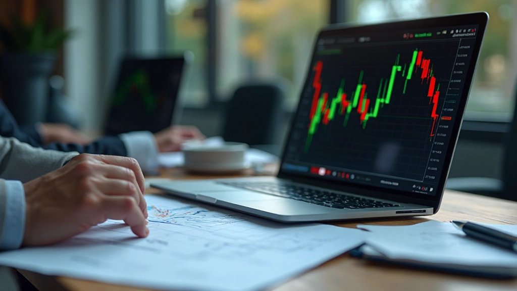 Aktienmarkt Handelsbildschirm mit grünen und roten Charts